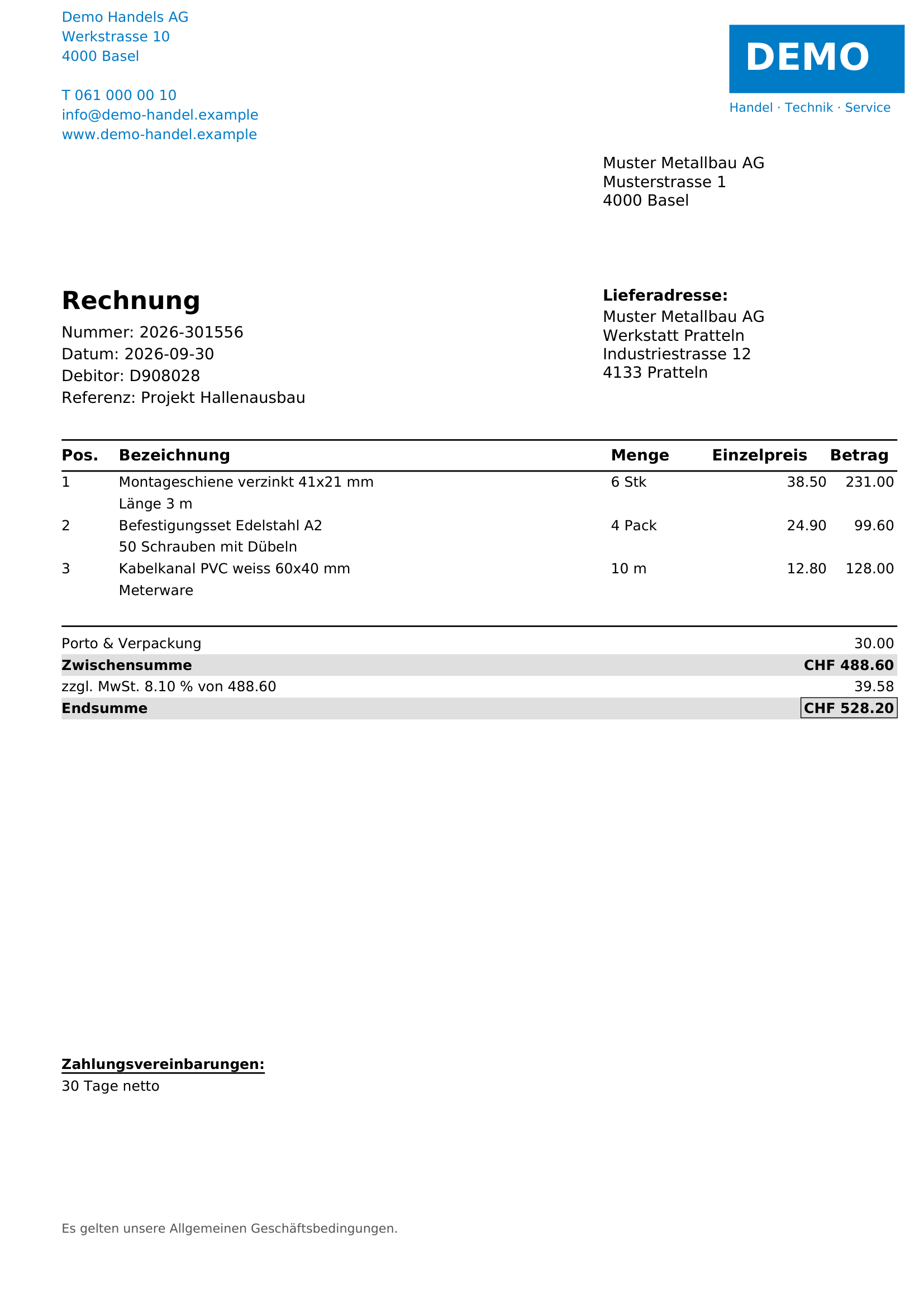Rechnungen im eigenen Erscheinungsbild.